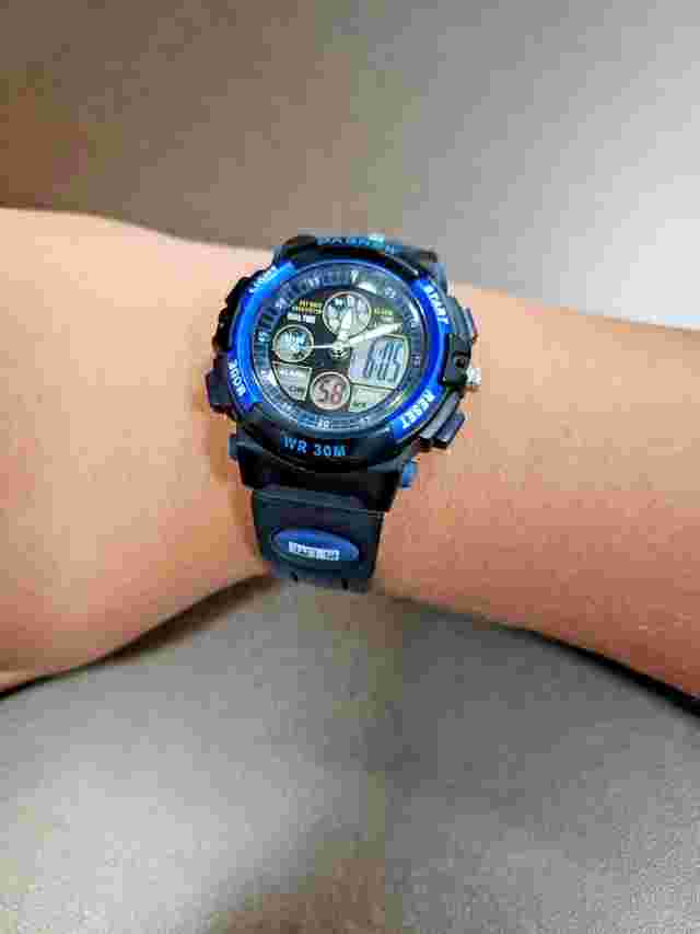 Pasnew Blue and Black Wrist Watch With Alarm, Stopwatch, Light Illumination