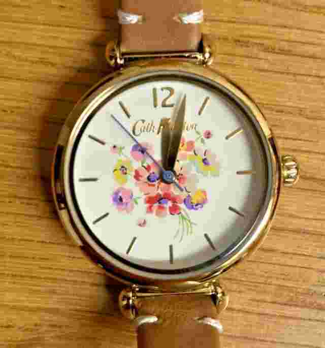 Ladies Cath Kidston Watch - Floral Dial - Silver Case - Brown Strap - New in Box