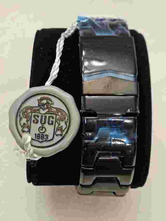 SUG Men's Watch S1407-280 Red Face Black Case White Numbers Quartz Stainless 30M