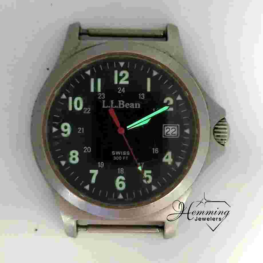 L.L. Bean Swiss Field Date Quartz Watch M0809; Not Working; for Parts/Repairs