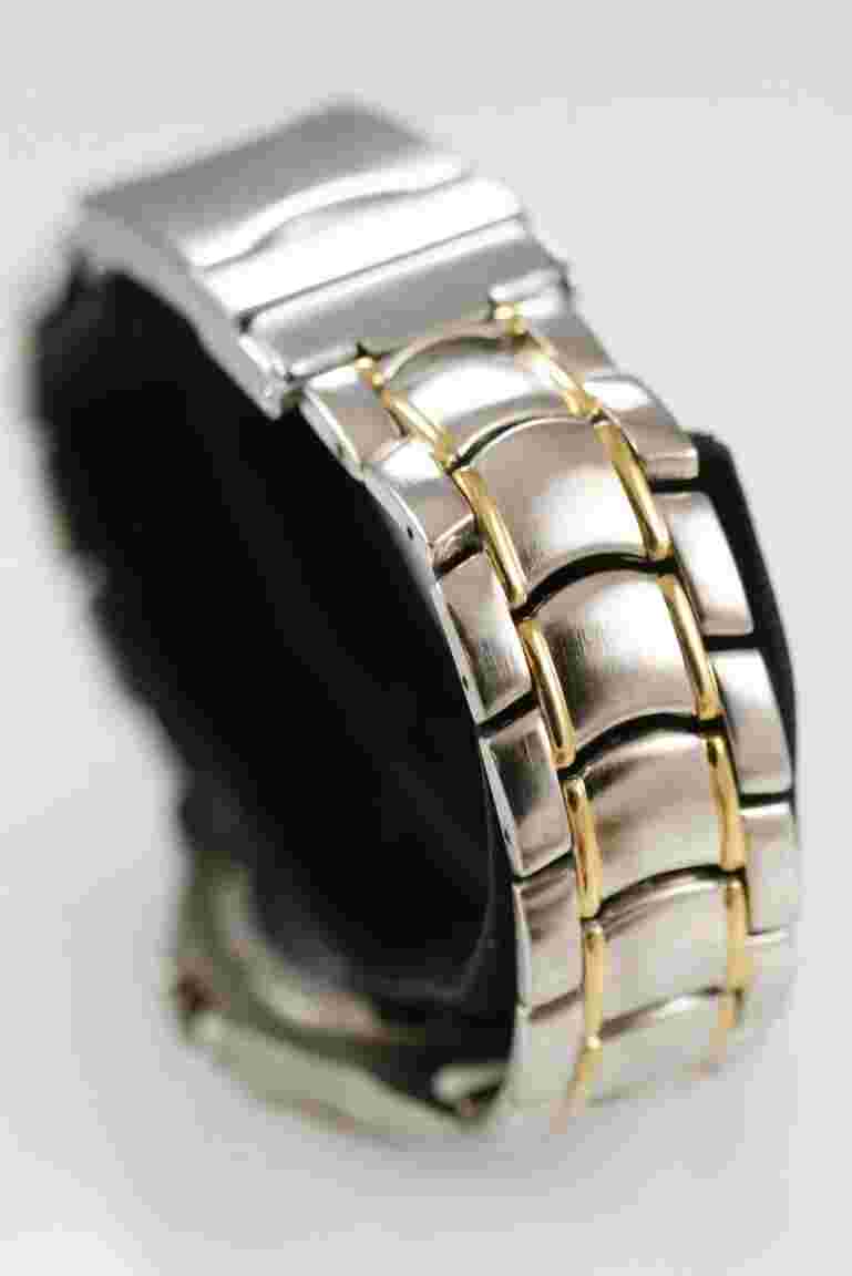 Sierra Club Watch Men Silver Gold Stainless Steel 50m Batt Day Date Blue Quartz