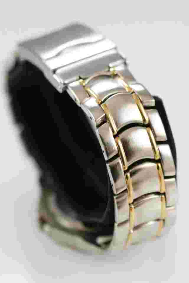 Sierra Club Watch Men Silver Gold Stainless Steel 50m Batt Day Date Blue Quartz