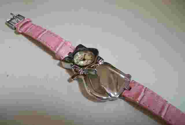 Number Dial  pink leather band fashion CAT Shape wrist women's casual watch