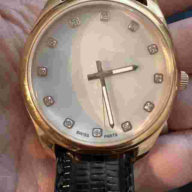 DESIGNER QVC BRONZO ITALIA SWISS PARTS WATCH MOTHER PEARL DIAMOND BLACK LIZARD