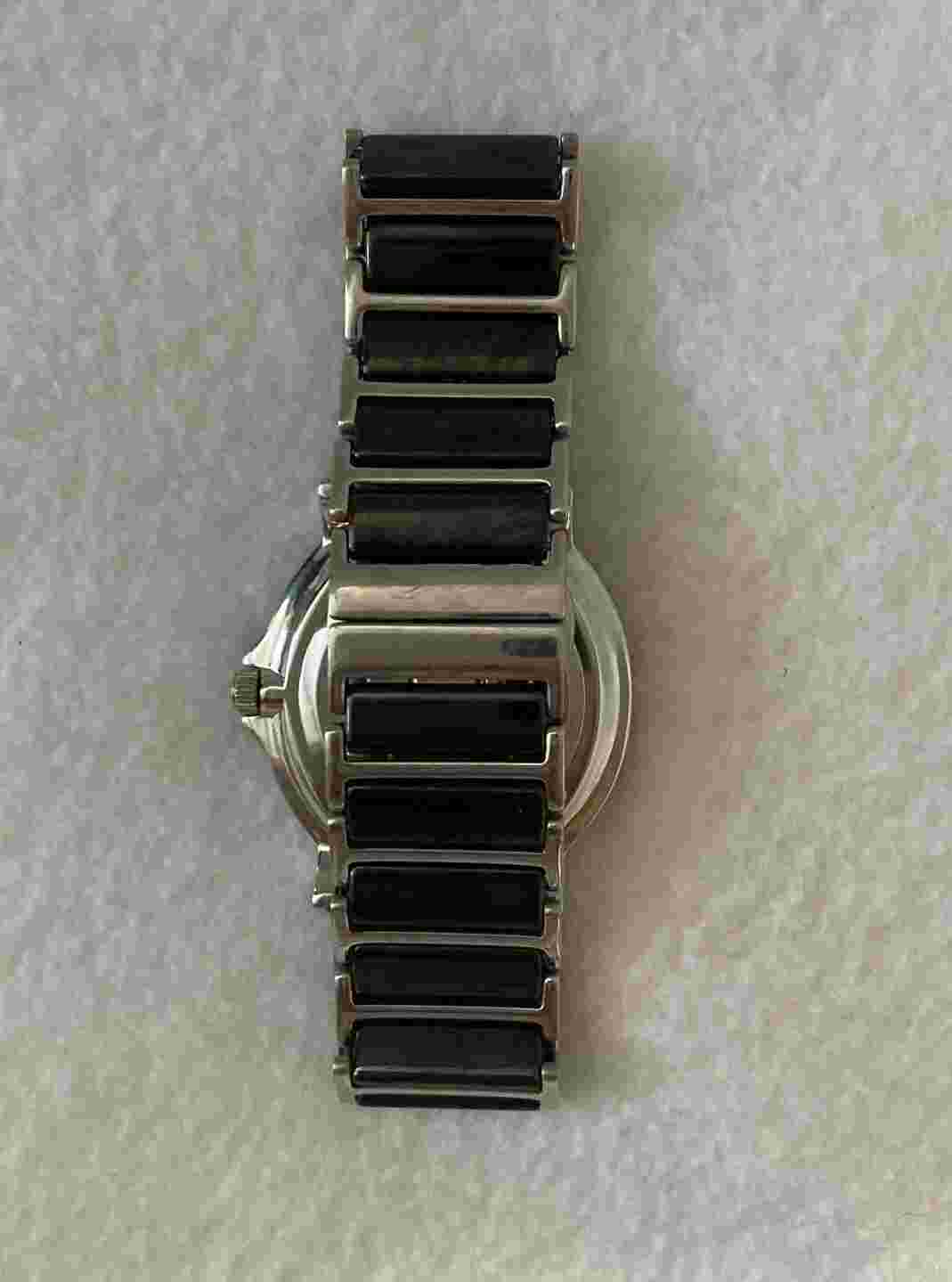 ANDRE GIROUD LADIES WATCH BLACK SILVER CRYSTAL SECOND DATE WATER RESISTANT