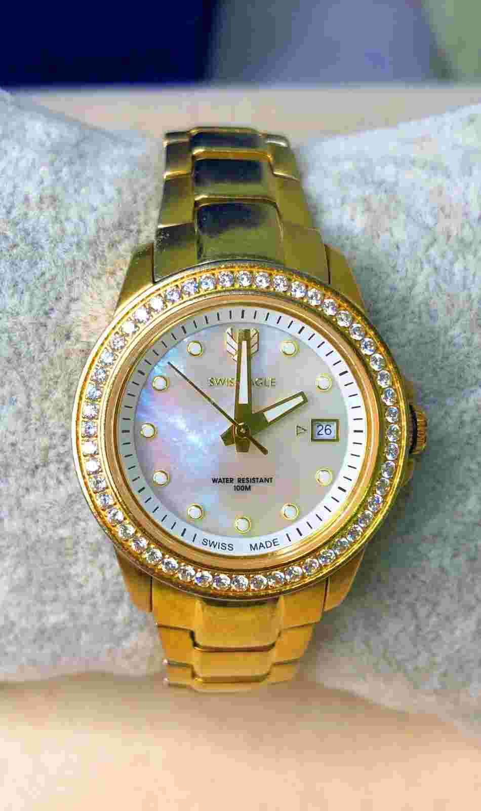 Beautiful Swiss Eagle Sapphire Crystal Mother Pearl Watch Swiss made
