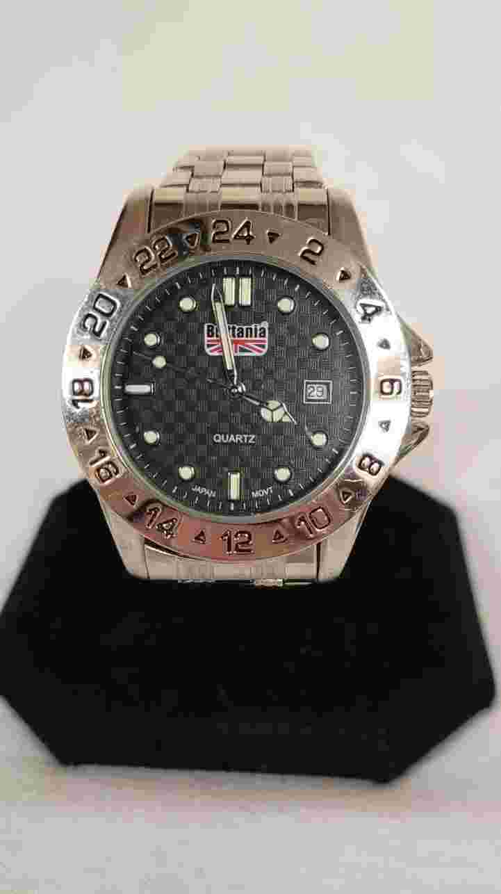 ⌚️BRITTANIA Men's Wrist Watch Black Carbon Fiber Dial Quartz Date Indicator