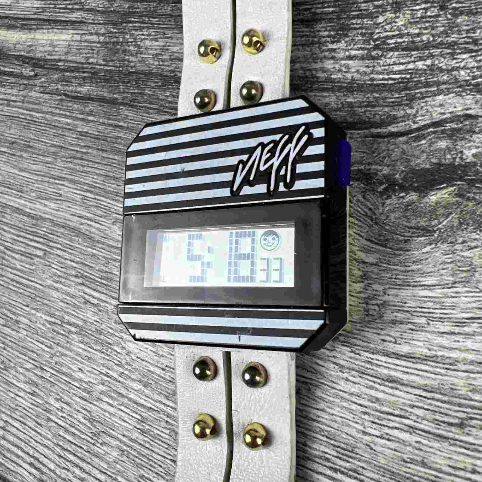 NEFF Digi Digital Watch Black & White Stripes Model F11701 Stripe Versace Band