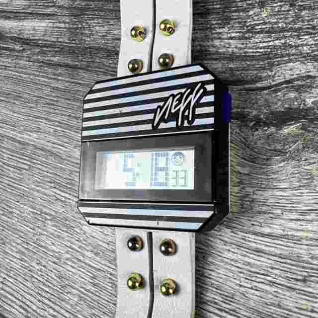 NEFF Digi Digital Watch Black & White Stripes Model F11701 Stripe Versace Band