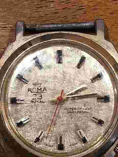 Vintage Rare Swiss Roma Super DeLuxe 23 Royal Mechanical Gents Watch Head - 36mm