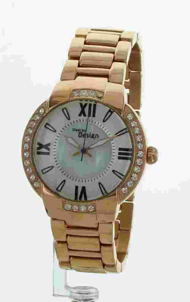 WOMENS Steel by Design Rose Gold tone Round  solid Stainless Steel Watch SBDRG