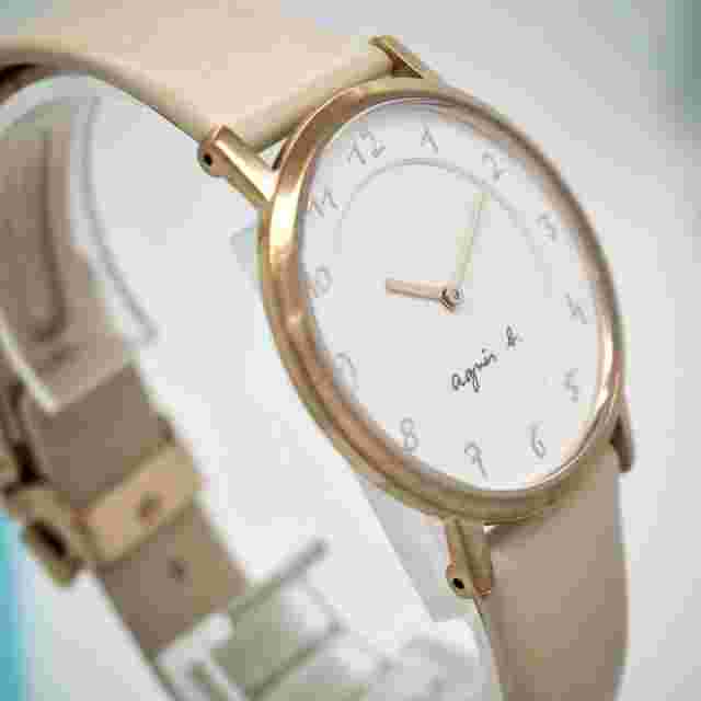 511 [Good Condition] agnès b watch simple beige ladies