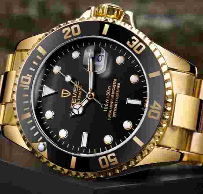 Tevise Men's Automatic Self Wind Date Luminous Stainless Steel Waterproof Watch