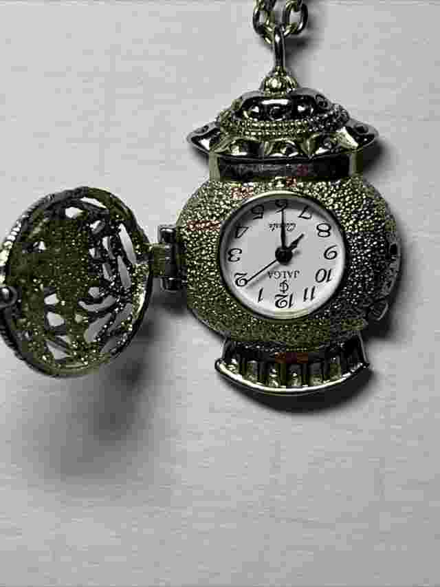 Vintage Jalga Pocket Watch Non Working With Spider On Silver Tone Chain