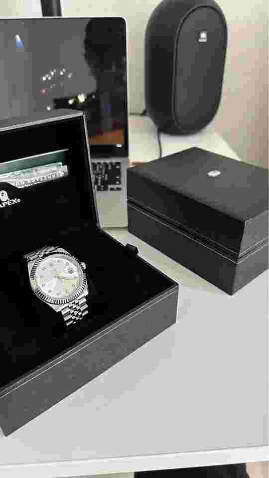 A Bathing Ape Bapex Type 6 Date Just Silver Men's Watch Working Mint