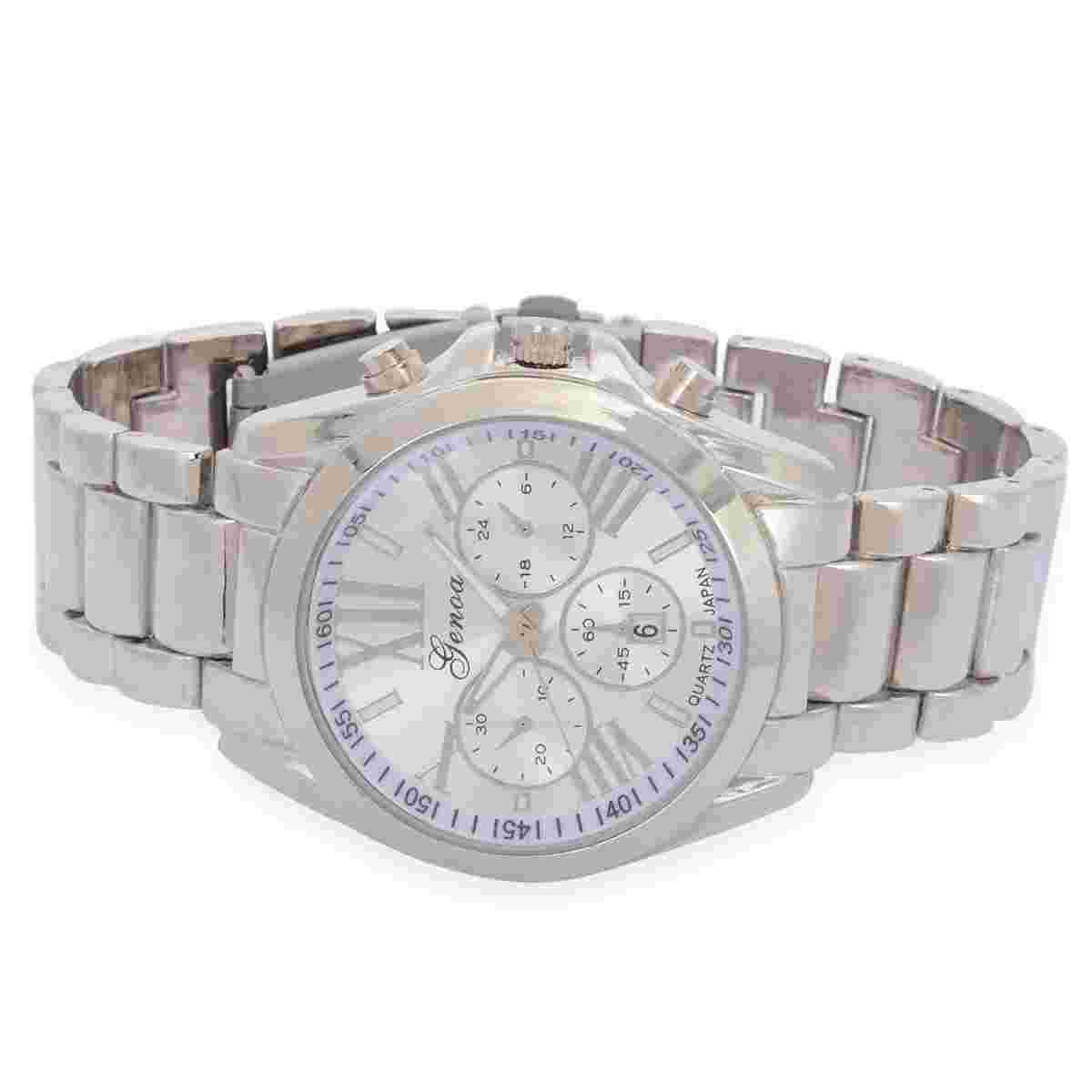 Genoa Miyota Japanese Movement Watch in Silvertone W/stainless Steel Back W010