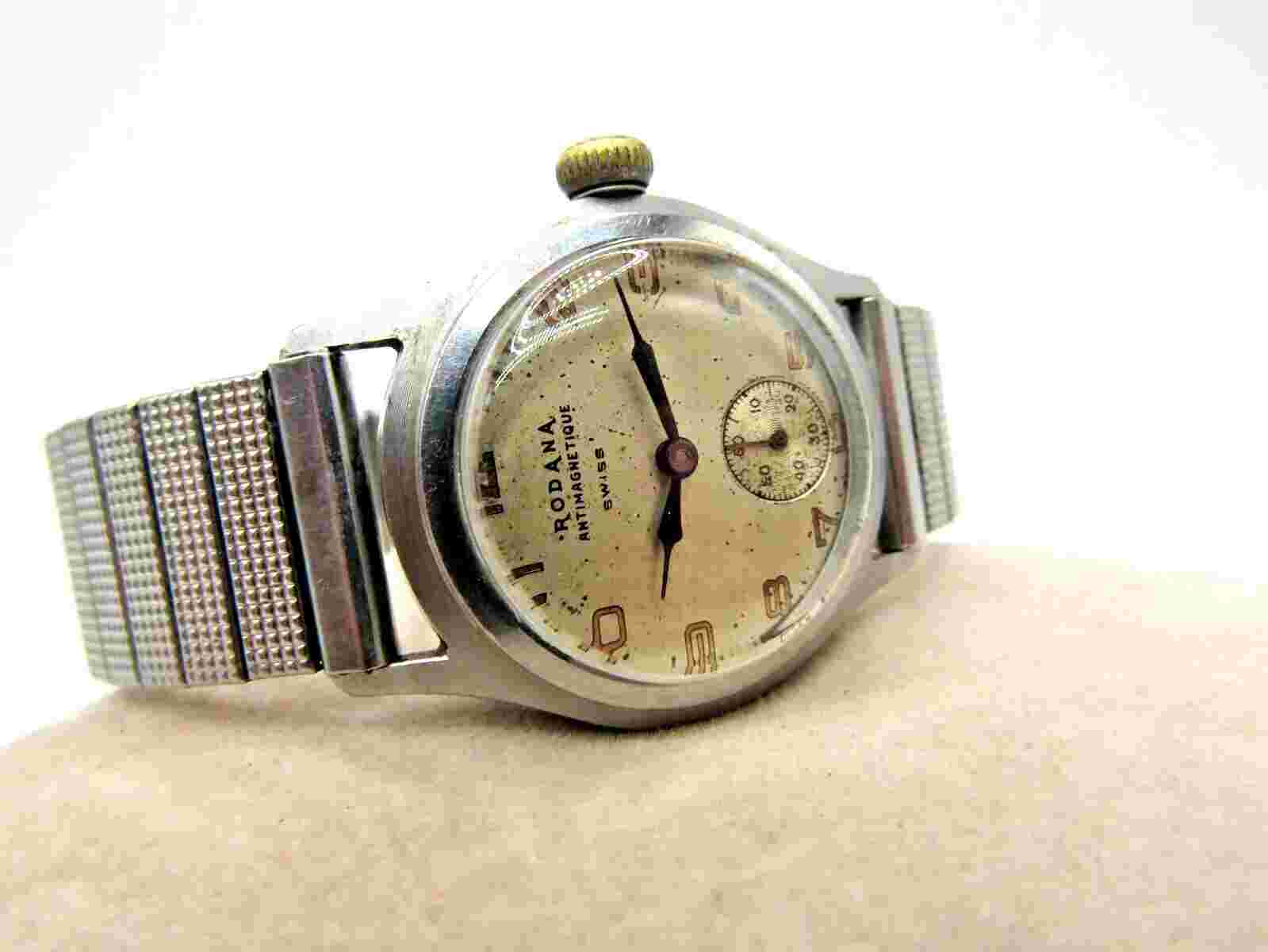 Vintage Rare Rodana Swiss Made Sub Second Large Crown 15 Jewel Watch Repair