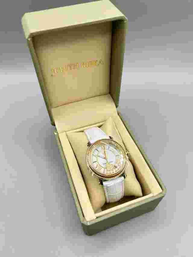JUDITH RIPKA Watch Woman Wristwatch New In Box Odyssey White Leather Band Floati