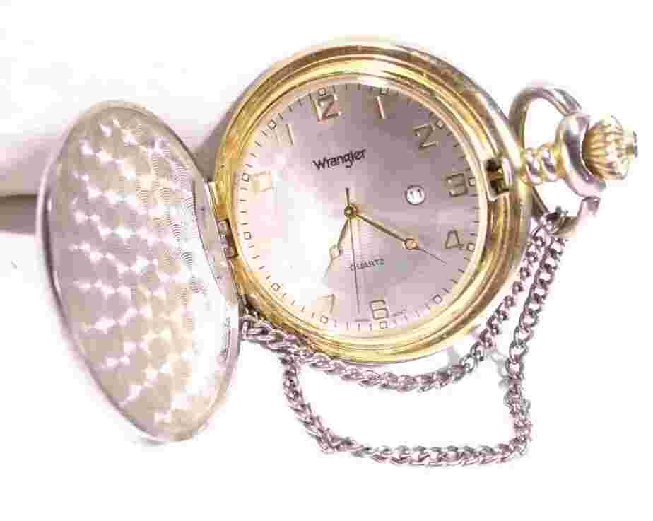 Antique Wrangler Eagle Pocket Watch Full Hunter Case Date Ind Easy to Read