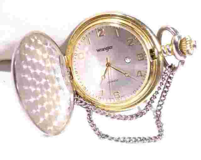 Antique Wrangler Eagle Pocket Watch Full Hunter Case Date Ind Easy to Read