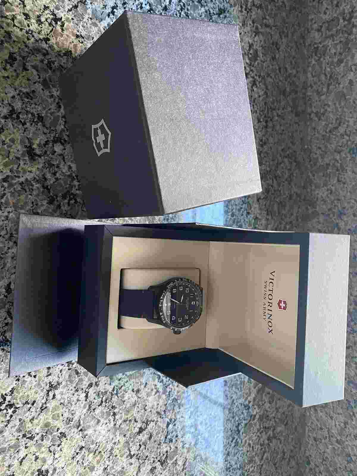 Victorinox Airboss 241820 42mm Black Stainless Steel Case with Blue Nylon Band Men's Wristwatch