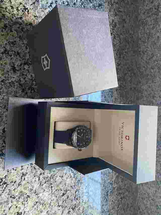 Victorinox Airboss 241820 42mm Black Stainless Steel Case with Blue Nylon Band Men's Wristwatch