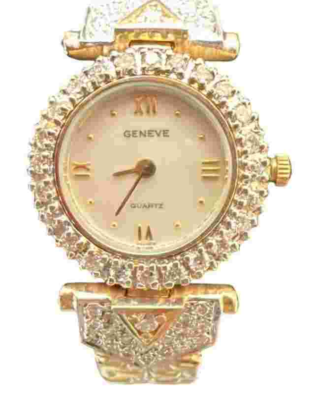 Geneve Vintage Ladies 14kt Yellow Gold Diamond and Sapphire Wrist Watch