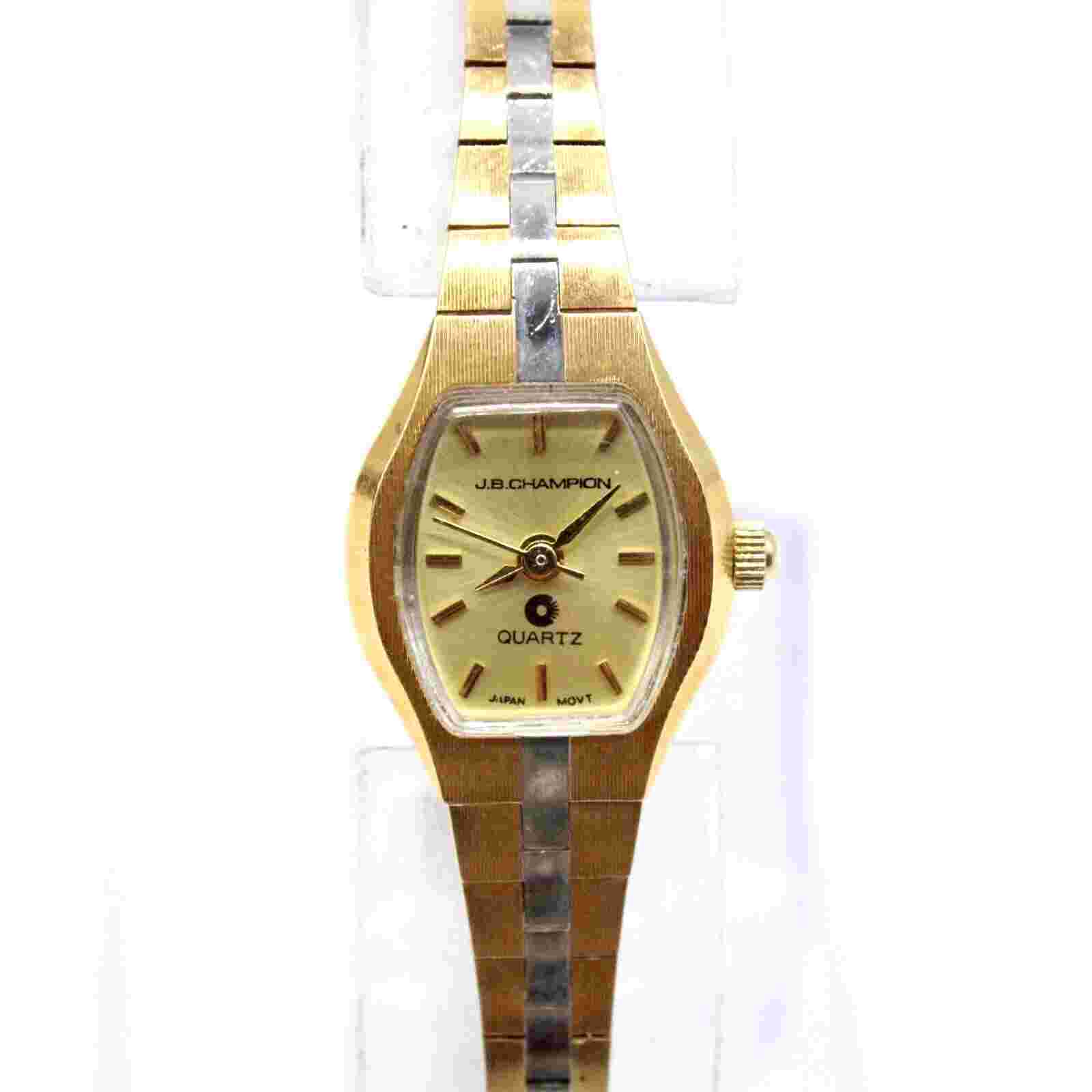 J.B Champion Watch Womens Gold Tone Stainless Steel Classic Designer Gold Dial