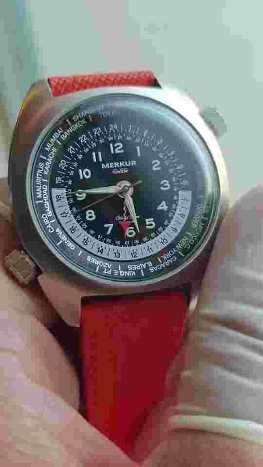 MERKUR Men Sport Watch 39.5mm Alarm Manual Winding Mechanical Wristwatch Luminou