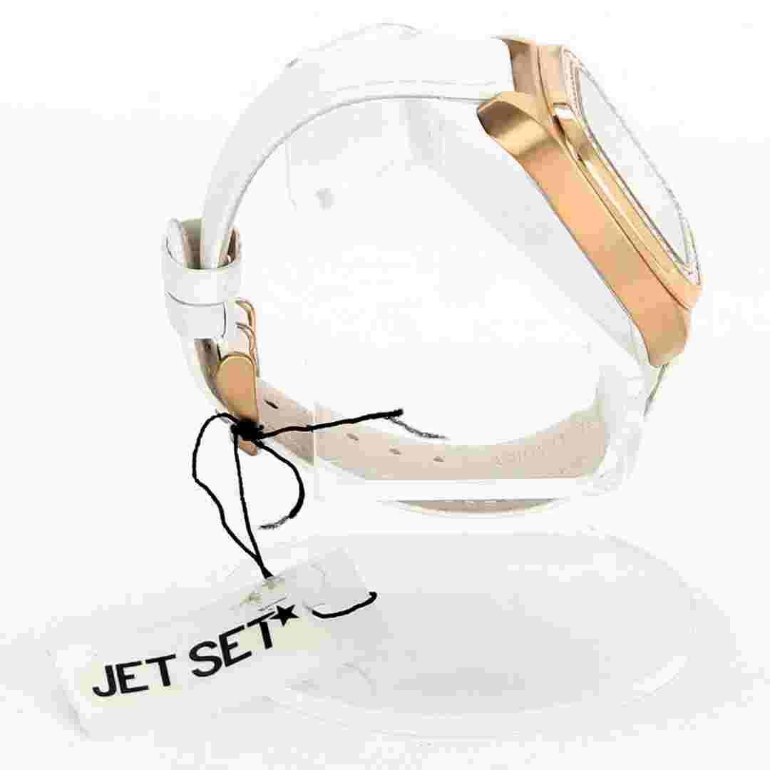 JET SET Women's Rose Gold Watch with White Leather Strap J30400-631