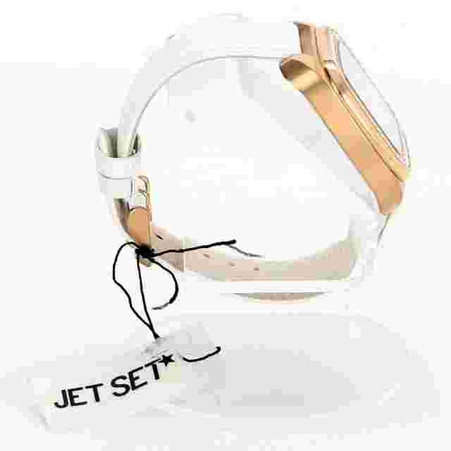 JET SET Women's Rose Gold Watch with White Leather Strap J30400-631