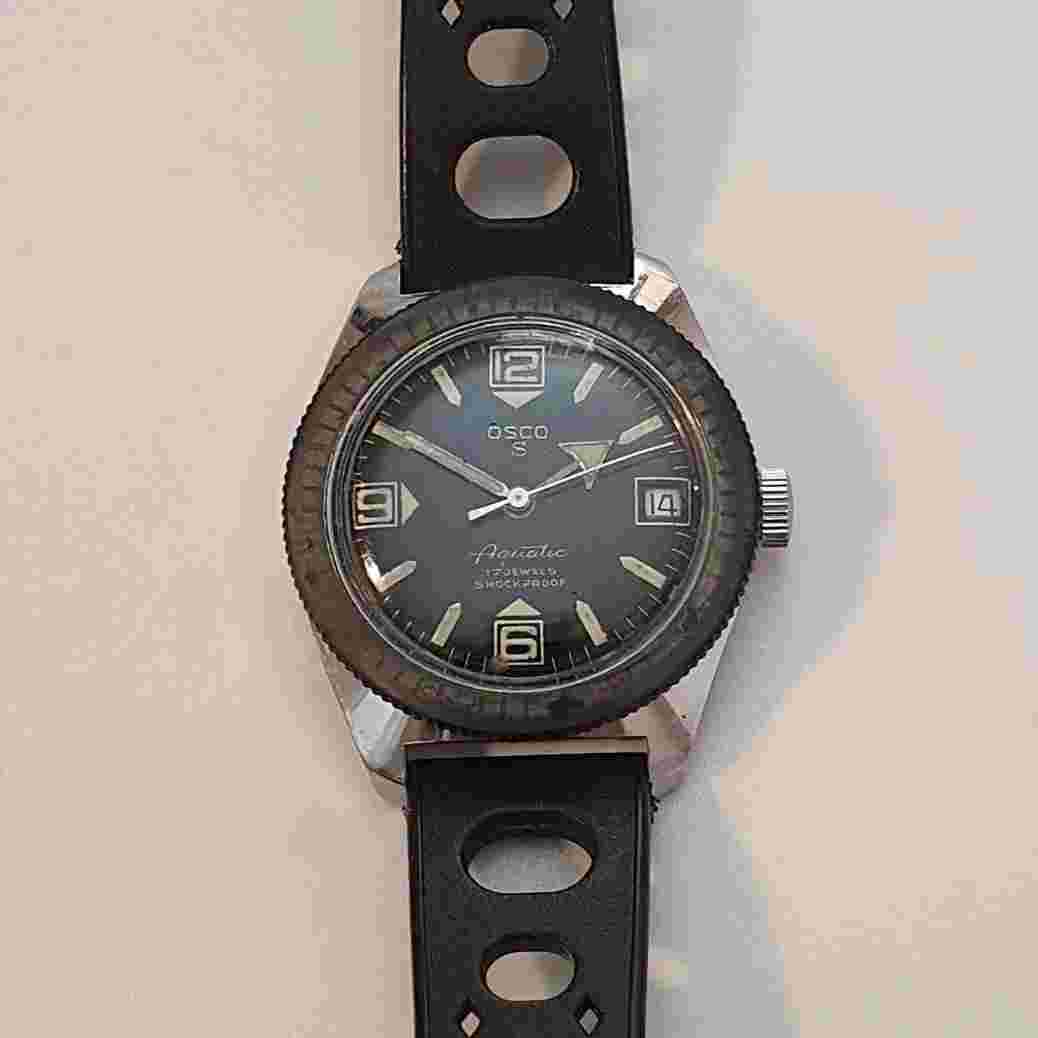 Men's Watch Vintage Skindiver' Osco " Mod. Aquatic 17J Mechanical Sub Men Gents