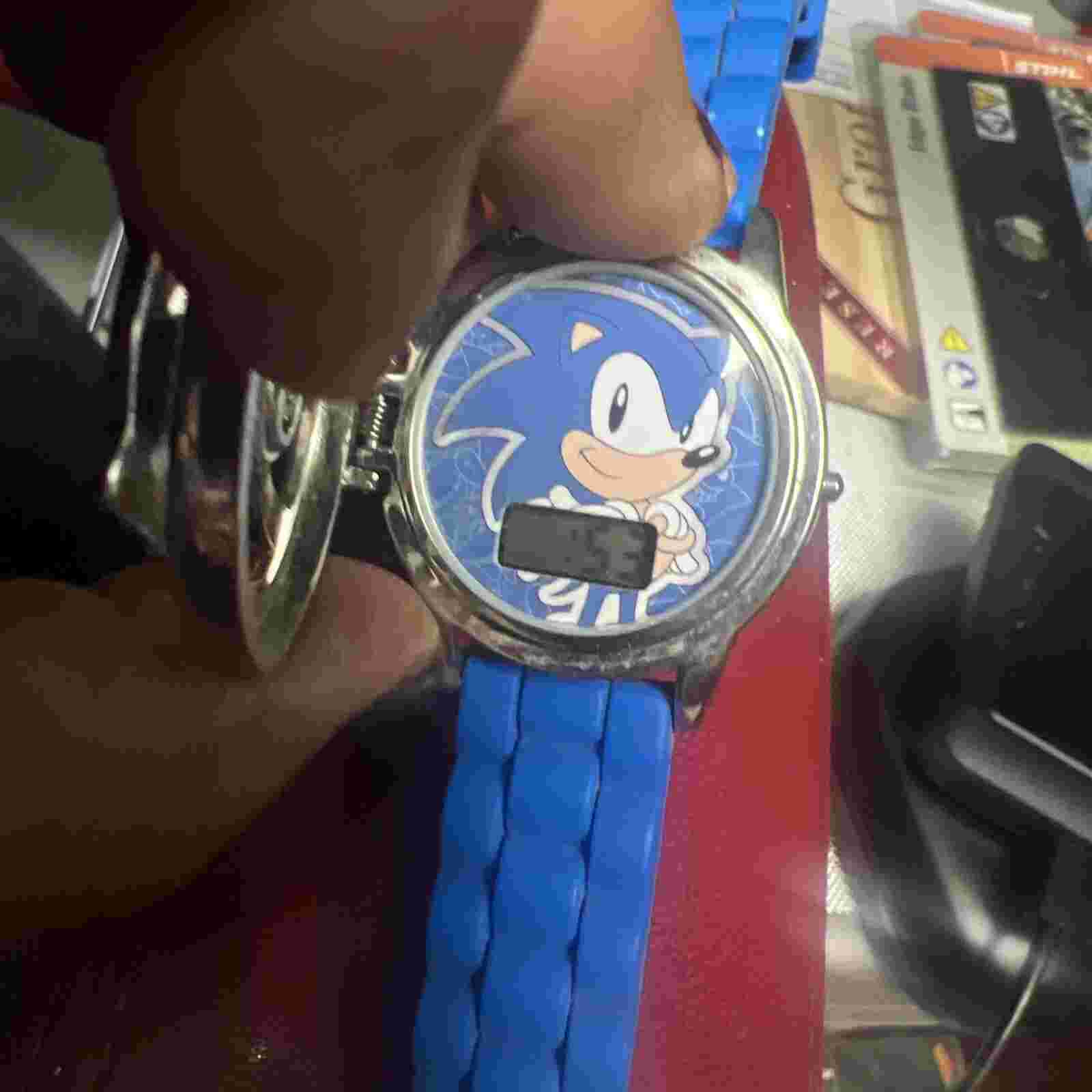 SEGA Watch Sonic the Hedgehog Spinner Adult Flip Cover Blue Silicone Wristband