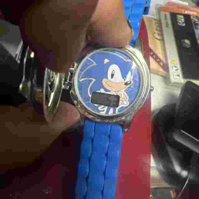 SEGA Watch Sonic the Hedgehog Spinner Adult Flip Cover Blue Silicone Wristband