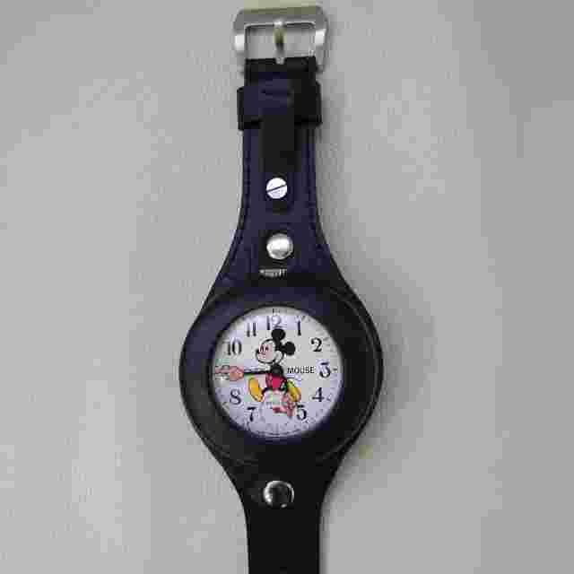 Bradley Mickey Mouse Vintage Pocket Watch Manual Open Face Rare Leather Band