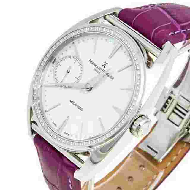 New Bernhard H. Mayer Diamond Wind Up Watch. Stainless Steel Swiss Made