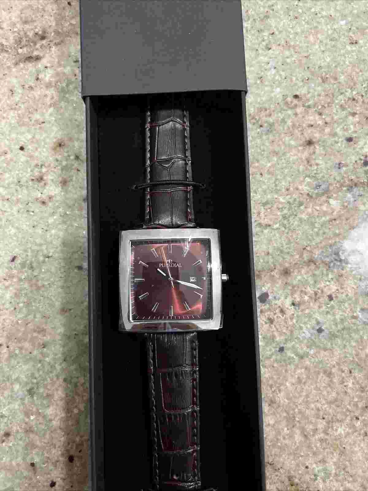 Puredial Square Legacy Brown Dial 42 mm x 42 mm Miyota Quartz w Brown Leather