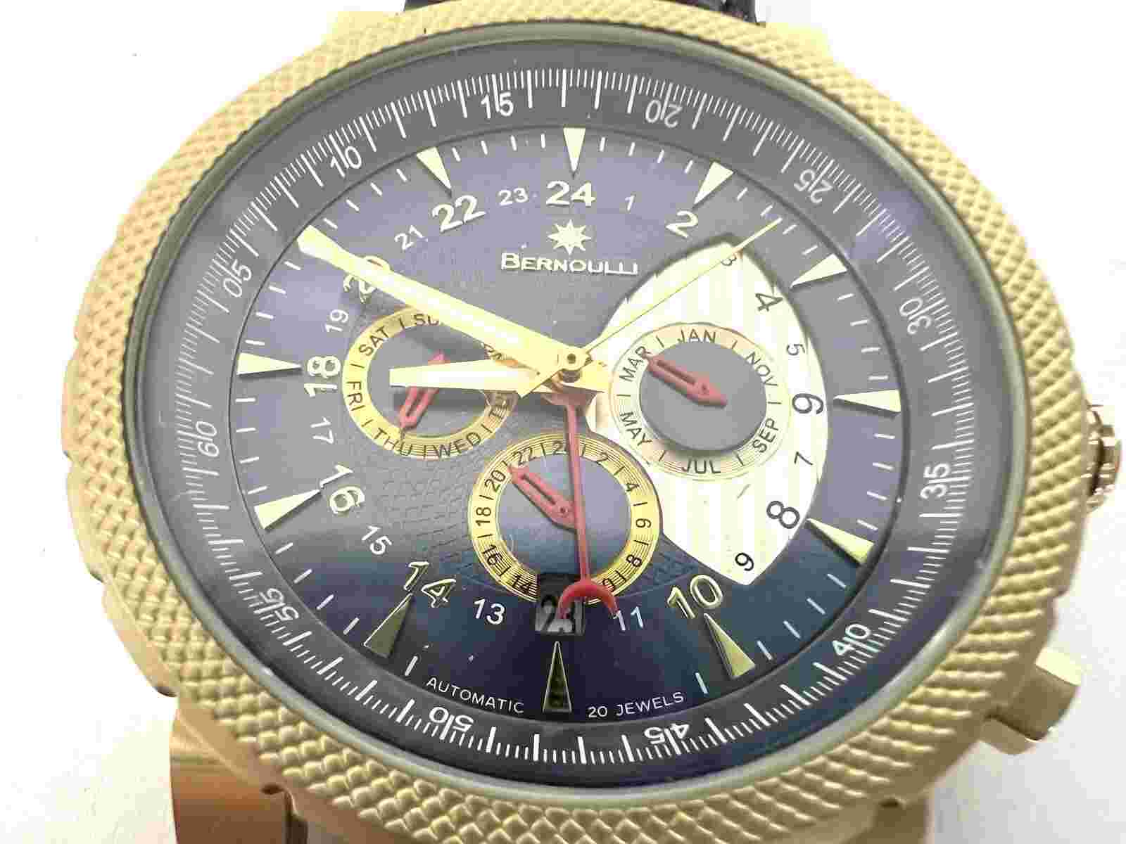 Bernoulli Calendar Automatic Watch Gold Plated NEW