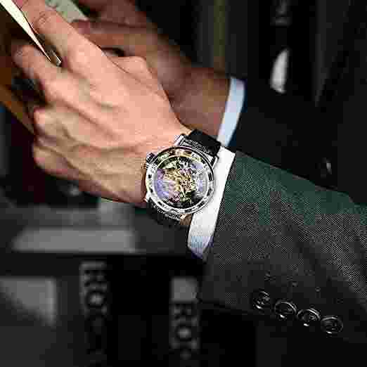 Winner Retro Manual Mechanical Skeleton Watch with Diamond and Carving Flower