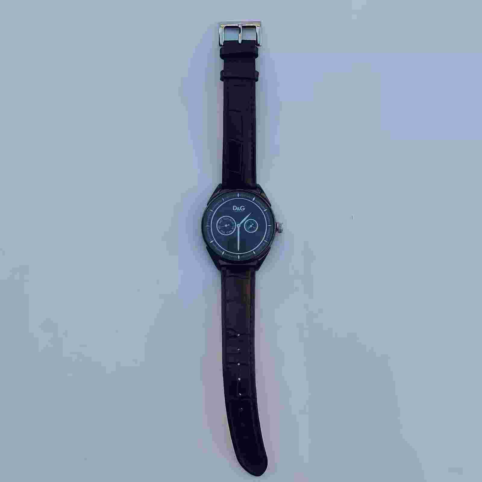 D&G Dolce & Gabbana DW0420S Men's Jimmyz Multifunction Black Leather Strap Watch