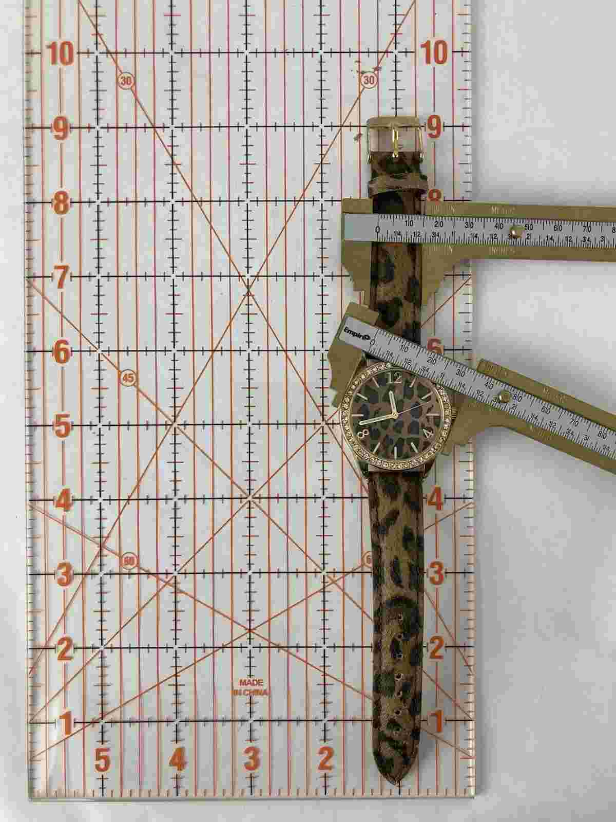 Jessica Simpson 38mm Crystal Bezel Leopard Dial Quartz Watch w/Band & Battery