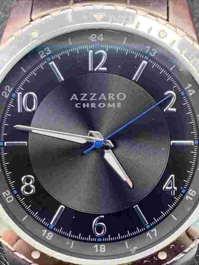 Azzaro Parfums Chrome Watch 36A107 Black Dial Round Stainless Steel Band