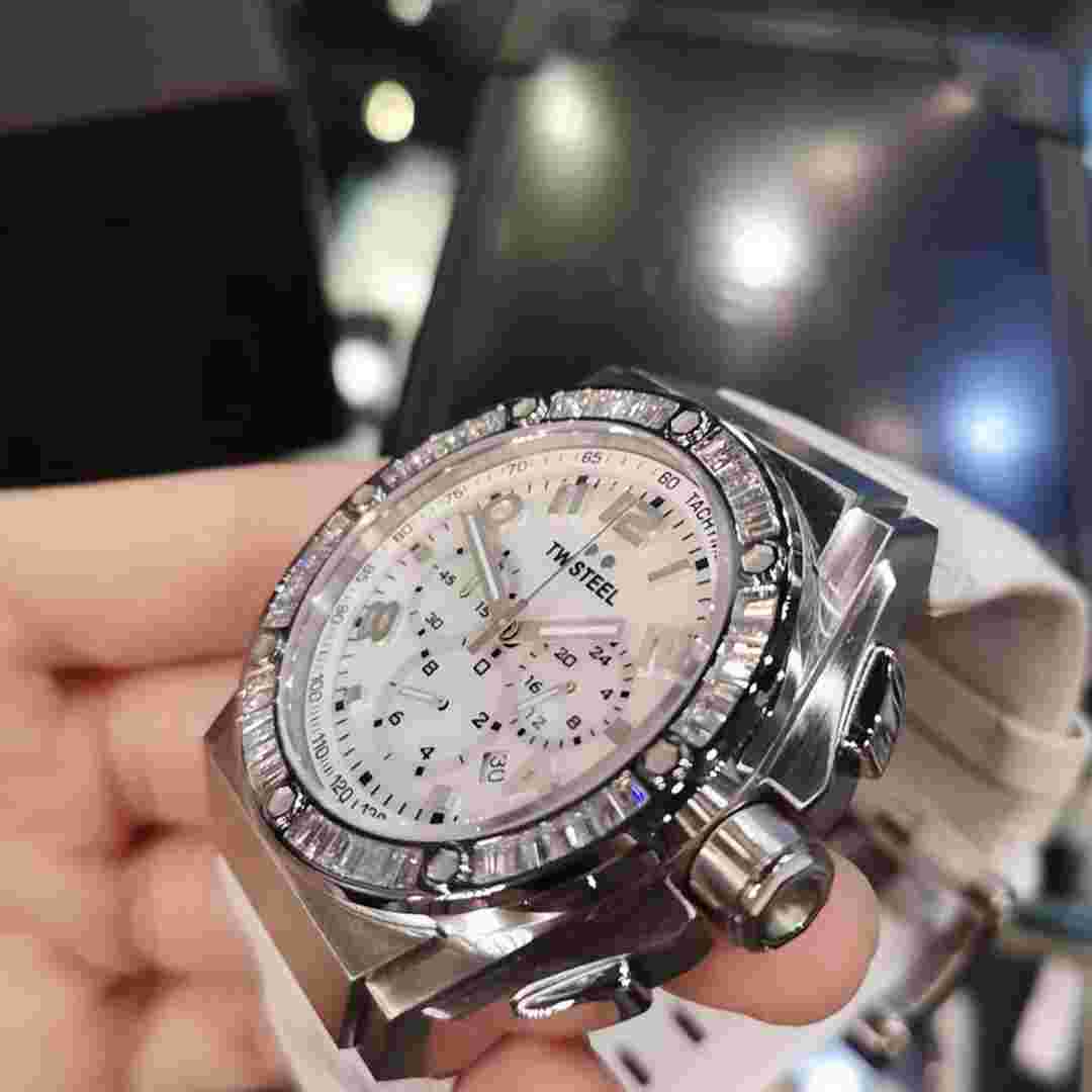 TW Steel CE4015 CEO Tech White MOP Dial White Leather Strap Chrono NEW IN BOX