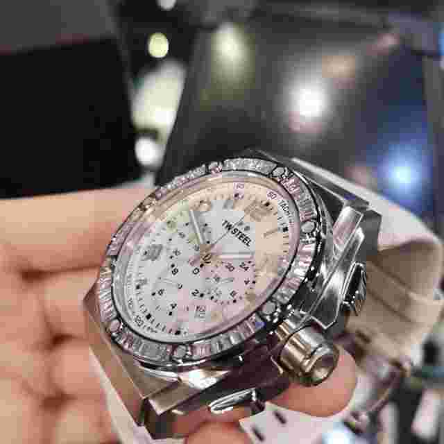 TW Steel CE4015 CEO Tech White MOP Dial White Leather Strap Chrono NEW IN BOX