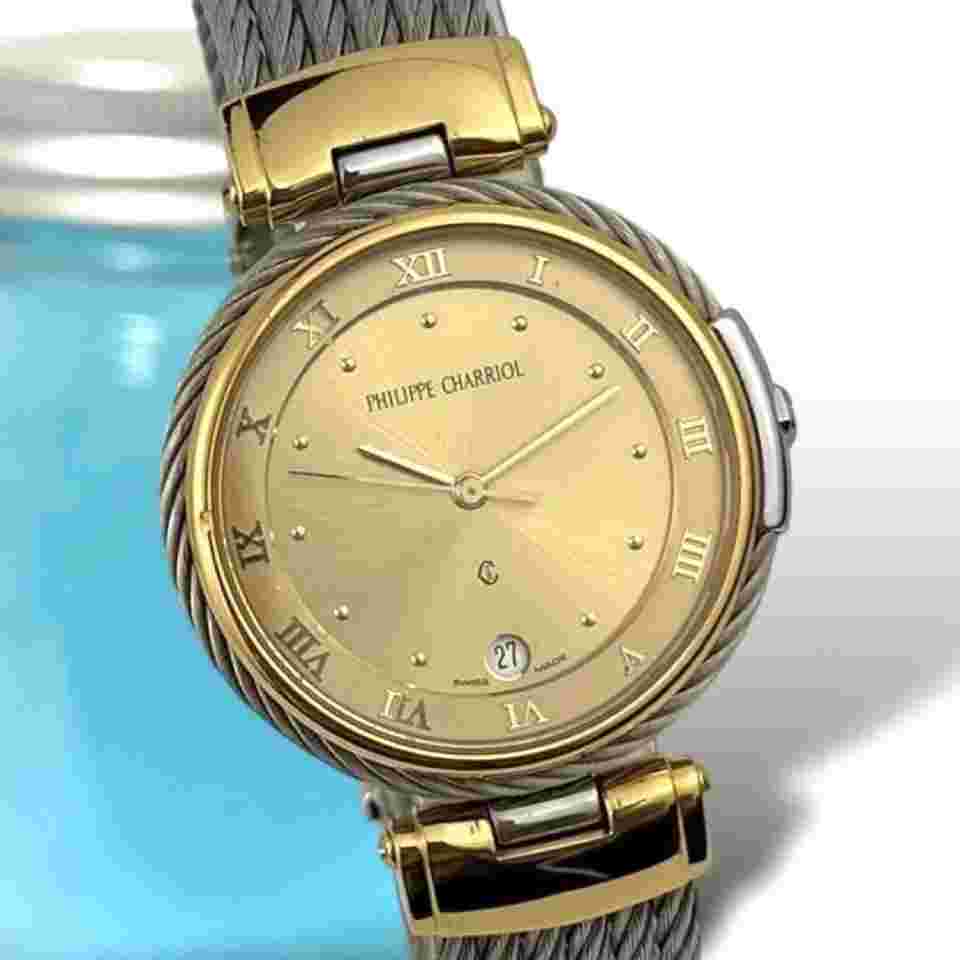 Philippe Chariolle Celtic Gold Dial Watch with Wire Belt - Rare Authentic