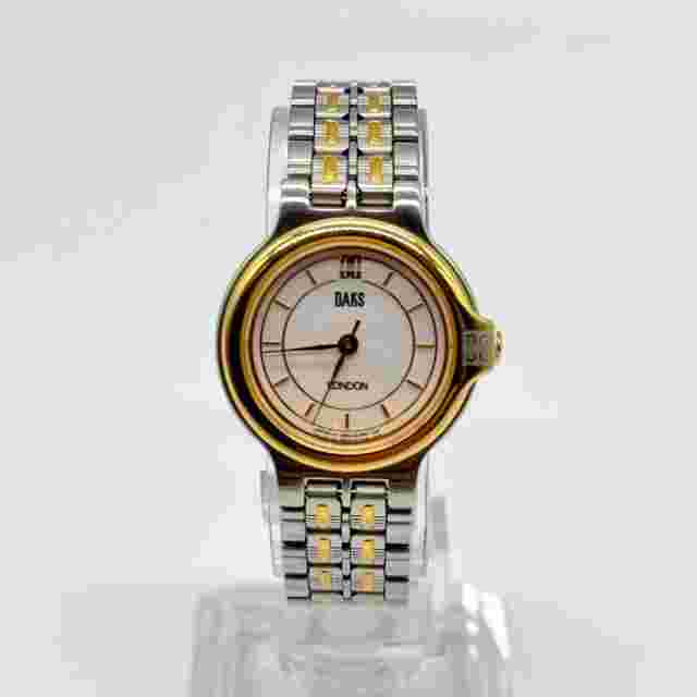 Working DAKS Dax Wristwatch White Dial Quartz 3 Hands 0852J9-00