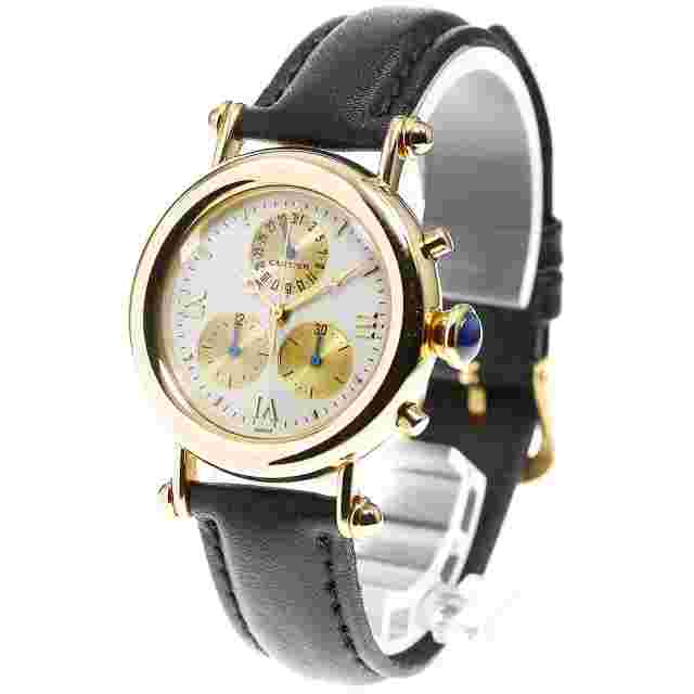 CARTIER Diabolo LM W1508556 K18YG chronograph beige Dial Quartz Boy's_809288