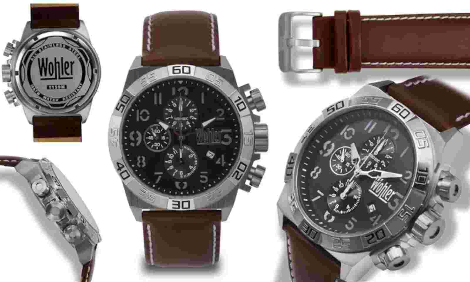 NEW Wohler 1159M Men's Lorhard Collection Brown Leather Sport Style Grey Watch