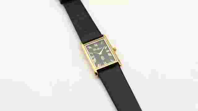 Authentic Pierre Lucerne SQ Slim Quartz Mens BLK Tank Dress Watch
