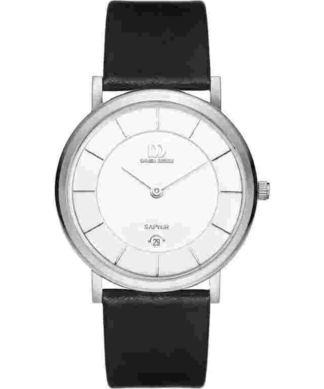 Danish Design IQ12Q898 White Dial Titanium Black Leather Quartz Men's Watch